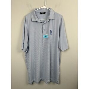 Glenmuir 1891 Mens Blue White Stripe Golf Polo Shirt Size XXL Performance Wickin